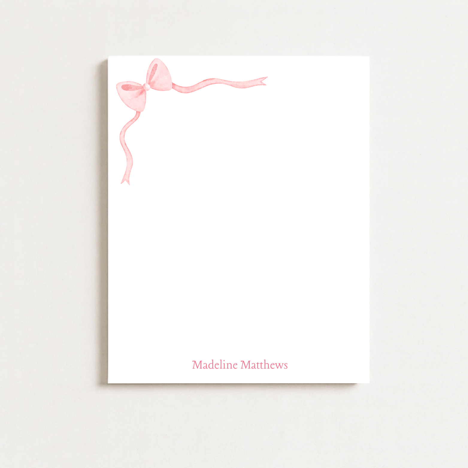 Personalized Pink Bow Notepad