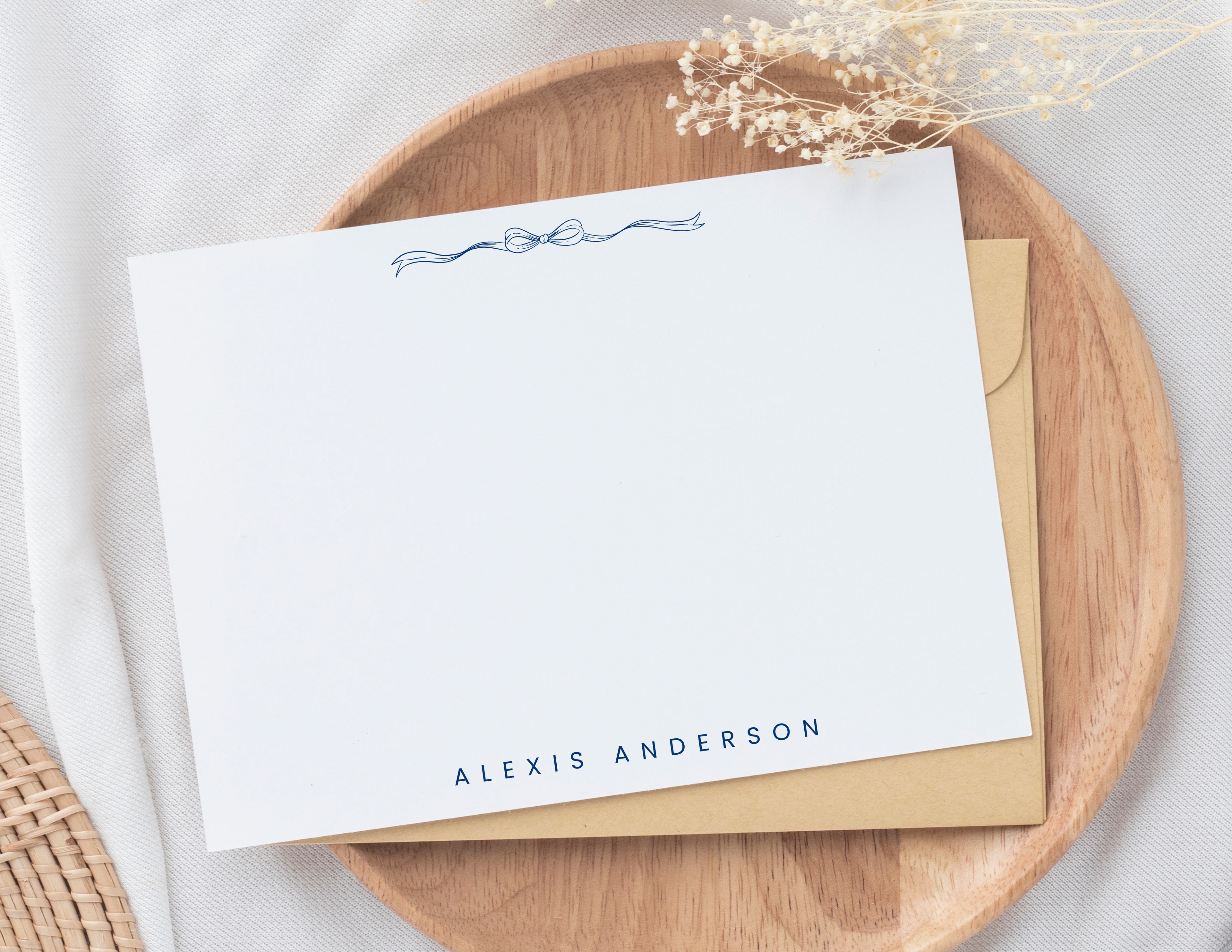 Personalized Blue Bow Stationary Set